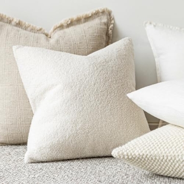 Foindtower Cozy Faux Fur Throw Pillow Covers for Home