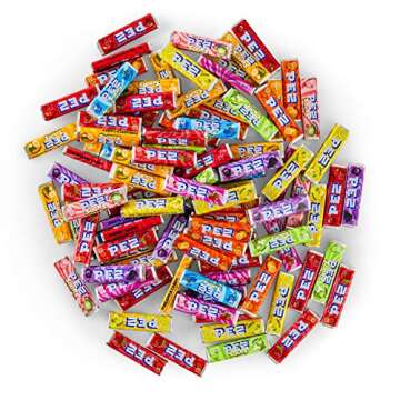 Pezz 10 Flavor Assortment 1 LB Bag - Cherry, Grape, Lemon, Orange, Raspberry, Strawberry, Sourz Green Apple, Blue Raspberry, Watermelon & Pineapple - Packaged By Snackadilly