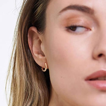 LOYATA Beaded Hoop Earrings 14K Gold Plated Hypoallergenic Jewelry