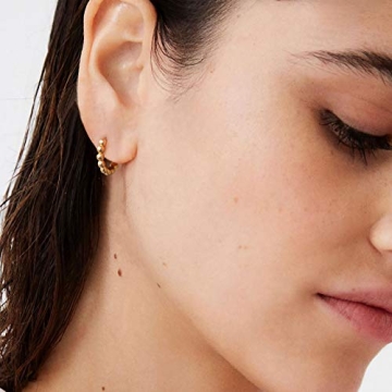 LOYATA Beaded Hoop Earrings 14K Gold Plated Hypoallergenic Jewelry