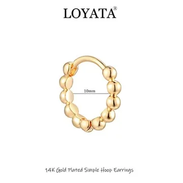 LOYATA Beaded Hoop Earrings 14K Gold Plated Hypoallergenic Jewelry