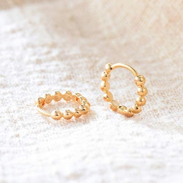 LOYATA Beaded Hoop Earrings 14K Gold Plated Hypoallergenic Jewelry