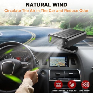 Portable Car Heater -2025 New Upgrade Car Heaters for Vehicle, 12V 150W Multi-Functional Car Defroster Windshield Heater, 2 in 1 Fast Heating and Cooling Fan for Car, Truck, SUV (Black)