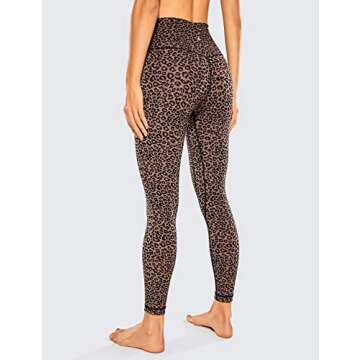 CRZ YOGA Women Naked Feeling Yoga Pants 25 Inches - 7/8 High Waisted Workout Leggings Leopard Print 2 Large