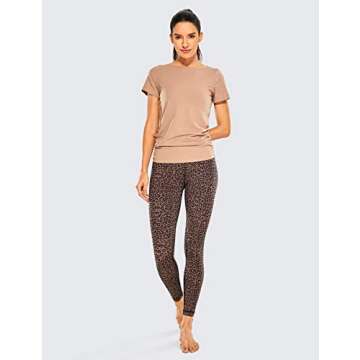 CRZ YOGA Women Naked Feeling Yoga Pants 25 Inches - 7/8 High Waisted Workout Leggings Leopard Print 2 Large