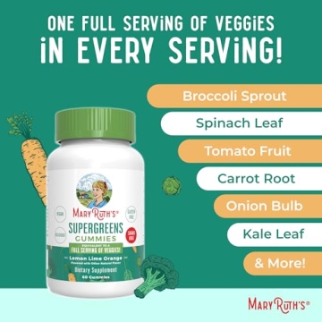 MaryRuth's Super Greens Gummies | Vegan & Sugar Free | 60 Count