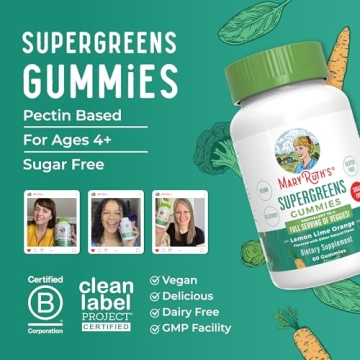 MaryRuth's Super Greens Gummies | Vegan & Sugar Free | 60 Count