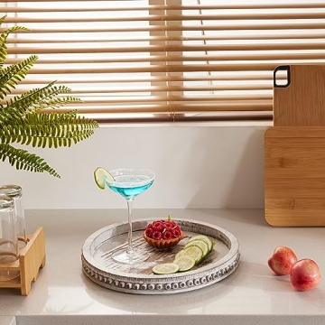 SimpleArt Wooden Coffee Table Tray for Rustic Home Decor