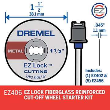 Dremel EZ406-02, EZ - Lock Starter Kit, 1 1/2-Inch (38.1 mm) Wheel Diameter, 5 Piece Fiberglass Rein...