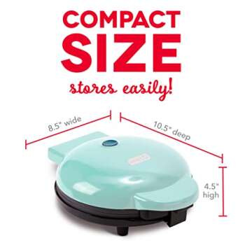 DASH Express 8” Waffle Maker for Waffles, Paninis, Hash Browns + other Breakfast, Lunch, or Snacks, with Easy to Clean, Non-Stick Cooking Surfaces - Aqua