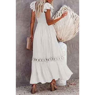 Elegant Summer White Maxi Dress with Ruffles and Pockets
