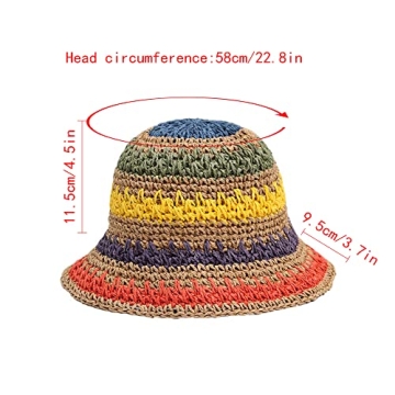 Minache UPF 50+ Colorful Crochet Foldable Straw Hat