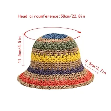 Minache UPF 50+ Colorful Crochet Foldable Straw Hat