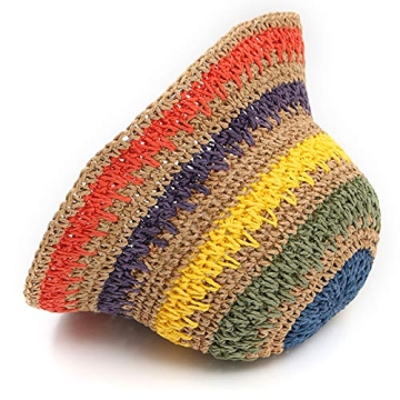 Minache UPF 50+ Colorful Crochet Foldable Straw Hat