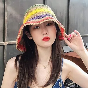 Minache UPF 50+ Colorful Crochet Foldable Straw Hat