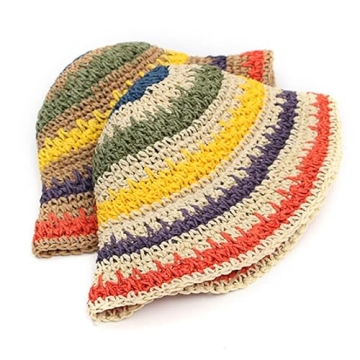 Minache UPF 50+ Colorful Crochet Foldable Straw Hat