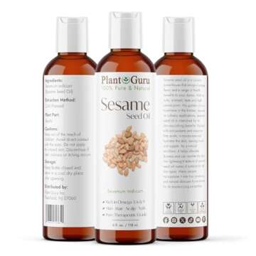 Sesame Seed Oil 4 oz Cold Pressed Carrier 100% Pure Natural for Skin, Body, Face, and Hair Growth Mo...