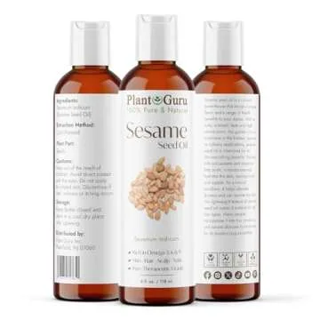 Sesame Seed Oil 4 oz Cold Pressed Carrier 100% Pure Natural for Skin, Body, Face, and Hair Growth Mo...