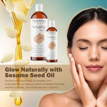 Sesame Seed Oil 4 oz Cold Pressed Carrier 100% Pure Natural for Skin, Body, Face, and Hair Growth Moisturizer. Great for Creams, Lotions, Lip Balm and Soap Making