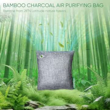 Activated Charcoal Odor Absorber,Large 4x500g w Hooks Nature Odor Eliminator for Strong Odor,Bamboo ...