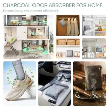 Activated Charcoal Odor Absorber,Large 4x500g w Hooks Nature Odor Eliminator for Strong Odor,Bamboo Charcoal Air Purifying Bags,Moisture Absorbers for Fresh Home Car Closet Pet,Smoke Room Deodorizer