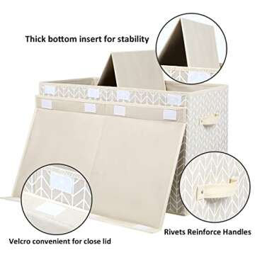 Mayniu Kids Toy Storage Box Chest with Lid, Sturdy Toy Bin Organizer for Kids, Girls, Boys, Living Room, Nursery, Bedroom, Playroom 25"x13" x16" (Beige)