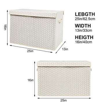 Mayniu Kids Toy Storage Box Chest with Lid, Sturdy Toy Bin Organizer for Kids, Girls, Boys, Living Room, Nursery, Bedroom, Playroom 25"x13" x16" (Beige)