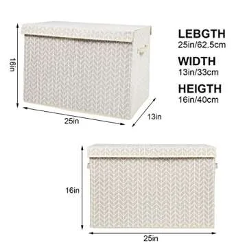 Mayniu Kids Toy Storage Box Chest with Lid, Sturdy Toy Bin Organizer for Kids, Girls, Boys, Living Room, Nursery, Bedroom, Playroom 25"x13" x16" (Beige)