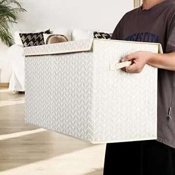 Mayniu Kids Toy Storage Box Chest with Lid, Sturdy Toy Bin Organizer for Kids, Girls, Boys, Living Room, Nursery, Bedroom, Playroom 25"x13" x16" (Beige)