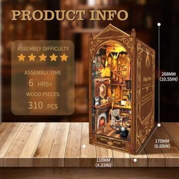 Book Nook Kit, Magic Store Dollhouse 3D Puzzle Booknook Bookshelf Insert Decor Alley DIY Miniature H...