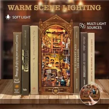 Book Nook Kit, Magic Store Dollhouse 3D Puzzle Booknook Bookshelf Insert Decor Alley DIY Miniature House Kit with Led Light Crafts for Adults and Teens to Build-Creativity Gift