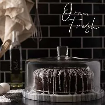 Galashield Marble Cake Stand with Dome - Elegant Kitchen Essential