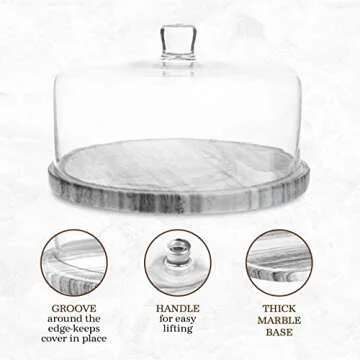 Elegant Marble Cake Stand with Glass Dome for Home