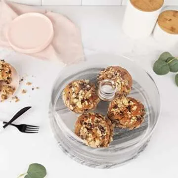 Elegant Marble Cake Stand with Glass Dome for Home