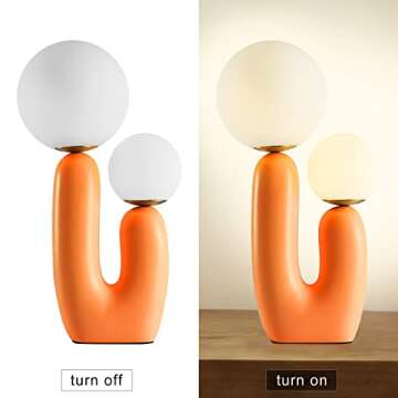 Arturesthome Bedside Nightstand Table Lamp for Living Room Bedroom, Desk Lamp with Light Bulbs, Orange