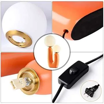 Arturesthome Bedside Nightstand Table Lamp for Living Room Bedroom, Desk Lamp with Light Bulbs, Orange