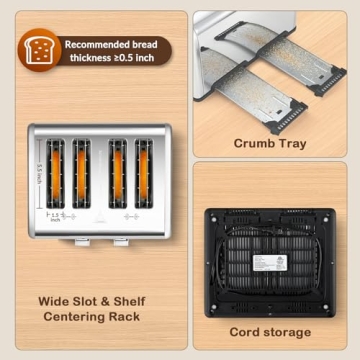 Mecity 4 Slice Smart Toaster Touch Screen Stainless Steel