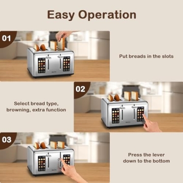 Mecity 4 Slice Smart Toaster Touch Screen Stainless Steel