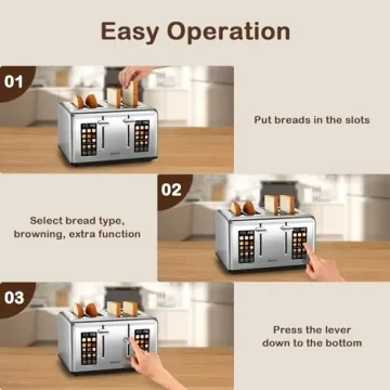 Mecity 4 Slice Smart Toaster Touch Screen Stainless Steel