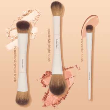 YutimeAura Makeup Brush Set 10pc, Dual-Ended Makeup Brushes For Bronzer, Contour, Eyeshadow, Blush, Concealer & Foundation Application