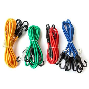 Bungee Cord Assortment - Premium 16 Piece Set with Plastic Coated Metal Hooks