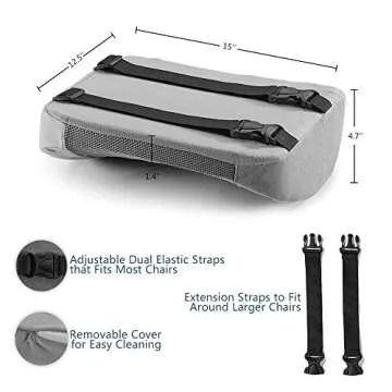 ComfiLife Lumbar Support Back Pillow Office Chair and Car Seat Cushion - Memory Foam with Adjustable Strap and Breathable 3D Mesh (Gray)