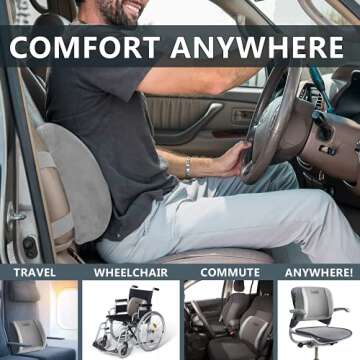 ComfiLife Lumbar Support Back Pillow Office Chair and Car Seat Cushion - Memory Foam with Adjustable Strap and Breathable 3D Mesh (Gray)