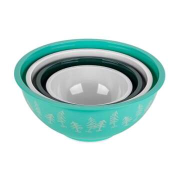 Camco Life is Better at The Campsite Nesting Bowl Set with Lids | Great for On-The-Go Lifestyles | Features (4) Durable Melamine Bowls with (4) Plastic Lids (53451)