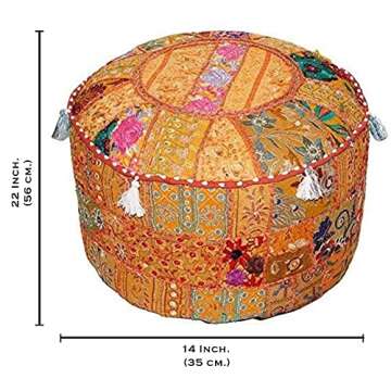 Aakriti Indian Ethnic Embroidered Pouf Cover for Decor