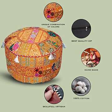 Aakriti Indian Ethnic Embroidered Pouf Cover for Decor
