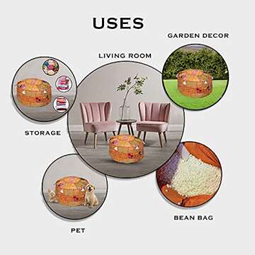 Aakriti Indian Ethnic Embroidered Pouf Cover for Decor