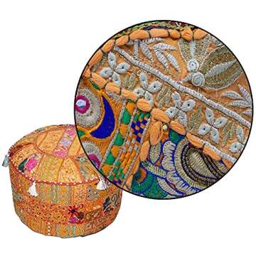 Aakriti Indian Ethnic Embroidered Pouf Cover for Decor