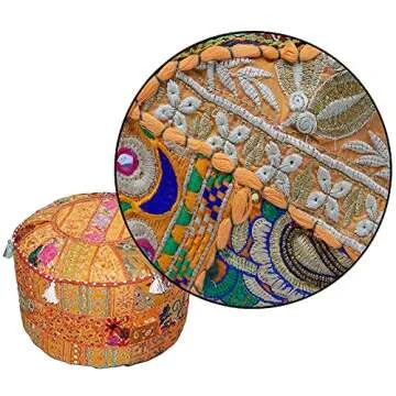 Aakriti Indian Ethnic Embroidered Pouf Cover for Decor