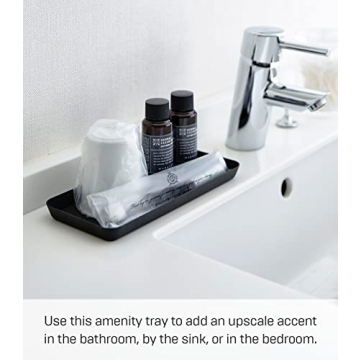 Yamazaki Home Space Saving Vanity Tray Steel - 4" x 8.5" Black